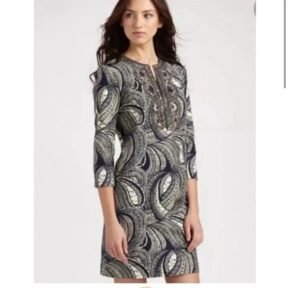 Tory Burch Dress Women’s 8 Leila Caftan Beaded - Picture 1 of 9
